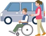 障害福祉サービスの移動支援イメージイラスト画像